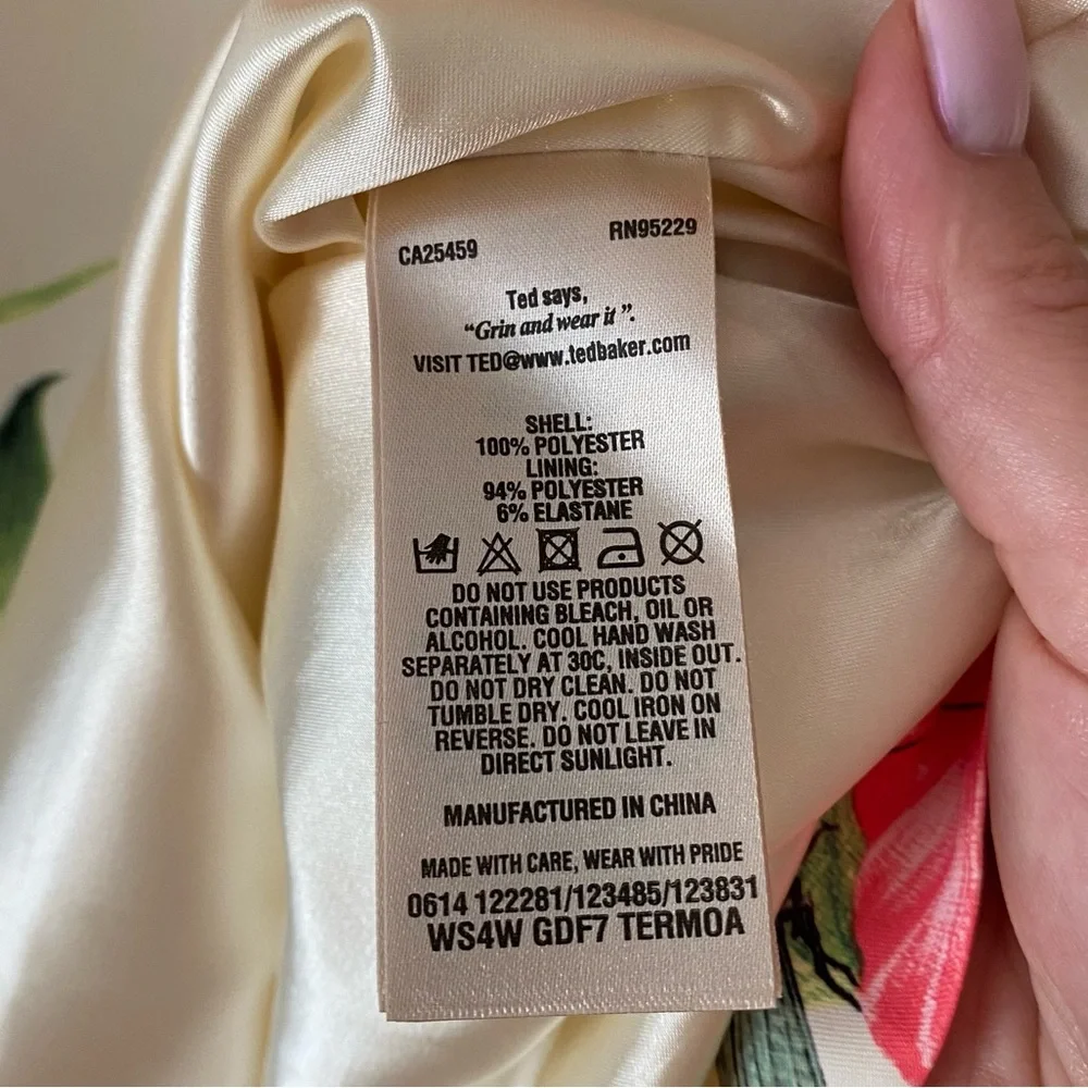 Ted Baker London Floral Mini Dress Size 2 Cream Pink Green Romantic Party Event - Picture 7 of 8